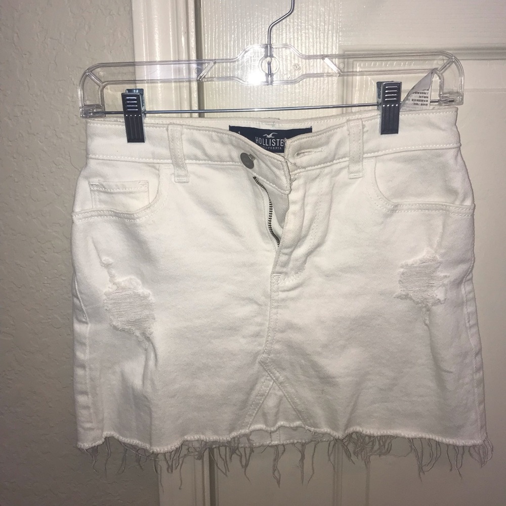 Hollister ripped white denim skirt